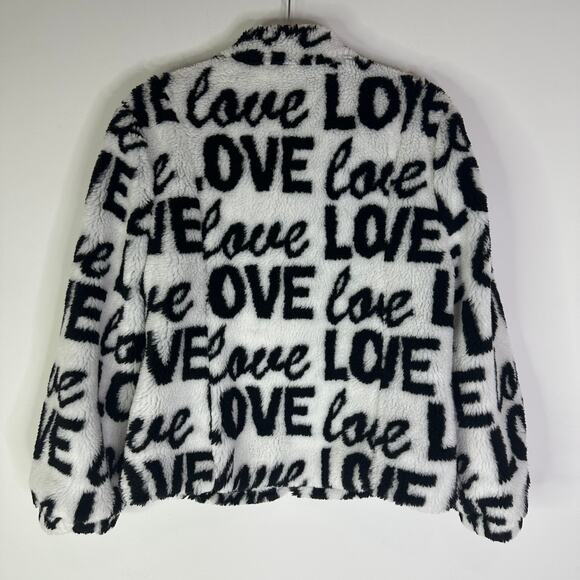 Chaser Love Faux Fur Teddy Jacket Black & White Size Large - Picture 5 of 9